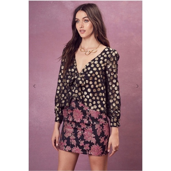 For Love and Lemons Lottie Tie Front Blouse - Picture 1 of 4